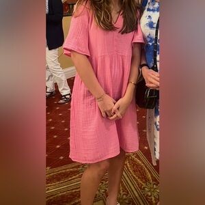 Old Navy Pink Textured V-Neck Dress